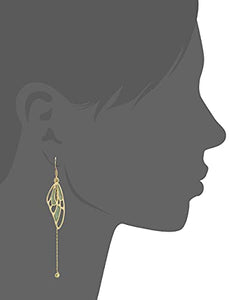 14K Gold Plated Fashion Temperament Tassel Butterfly Wings S925 Silver Needle Personality All-match Hook Earrings for Women Girl Gifts Valentines Birthday Anniversary Mother’s Day