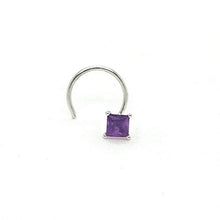 Load image into Gallery viewer, 3.00 mm Princess Cut Real Purple Amethyst 14k Gold Nose Piercing Stud Pin
