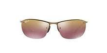 Load image into Gallery viewer, Ray-Ban Men&#39;s RB3542 Chromance Sunglasses, Shiny Brown/Brown Mirror Gold Polarized, 63 mm
