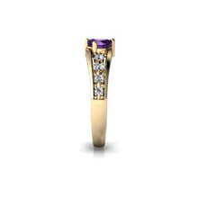 Load image into Gallery viewer, 14kt Yellow Gold Amethyst and Diamond 5mm Heart Heart to Heart Ring - Size 7
