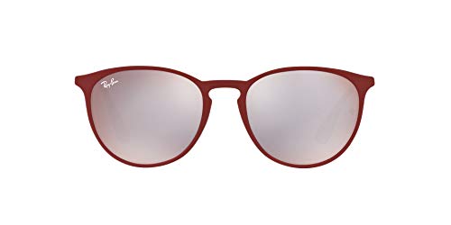 Ray-Ban RB3539 Erika Metal Round Sunglasses, Rubber Bordeaux/Bordeaux Light Flash Grey, 54 mm
