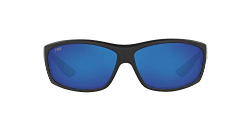 Costa Del Mar Men's Saltbreak Polarized Rectangular Sunglasses, Matte Black/Grey Blue Mirrored Polarized-580P, 65 mm