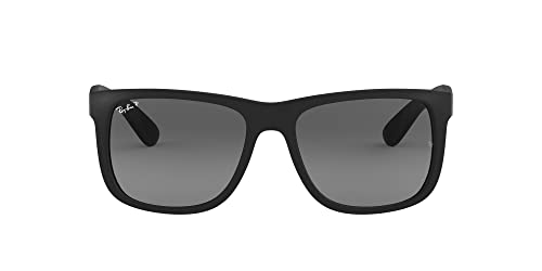 Ray-Ban RB4165 JUSTIN 622/T3 55M Black Rubber/Polarized Grey Gradient Sunglasses For Men For Women