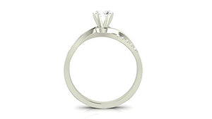 14K White Gold 0.58 CTW Round Cut Elegant Twisting Split Shank Diamond Engagement Ring, J Color I1 Clarity, 0.5 Ct Center