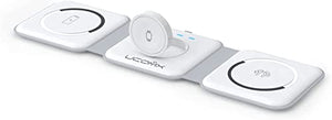 UCOMX Nano 3 in 1 Wireless Charger,Magnetic Foldable 3 in 1 Charging Station,Fast Wireless Charging Pad,Compatible with iPhone 14/Pro/Max/Plus/13/12 Series,AirPods 3/2/Pro,iWatch(Adapter Included)