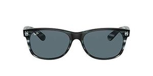 Ray-Ban RB2132 New Wayfarer Square Sunglasses, Striped Blue Havana/Blue, 58 mm