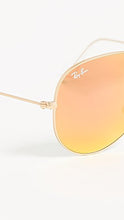 Load image into Gallery viewer, Ray-Ban Women's RB3025 Classic Aviator Mirrored Matte Sunglasses, Matte Gold/Red Mirror, One Size
