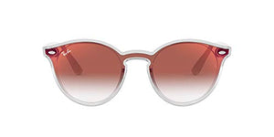 Ray-Ban RB4380N Blaze Round Sunglasses, Matte Transparent/Red Gradient Mirror, 37 mm