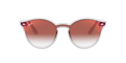 Ray-Ban RB4380N Blaze Round Sunglasses, Matte Transparent/Red Gradient Mirror, 37 mm