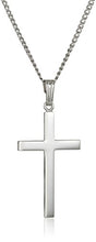 Load image into Gallery viewer, Sterling Silver Polished Cross Pendant Necklace, 20"
