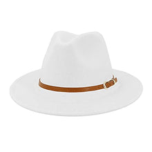 Load image into Gallery viewer, Men &amp; Women Panama Hat Classic Wide Brim Fedora Hat with Belt Buckle-Y-White 3
