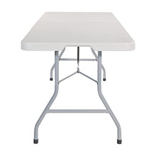 Load image into Gallery viewer, Office Star Resin Rectangle Center-Folding Portable Table for Picnics, Camping, and Tailgating, 6 Feet, Grey
