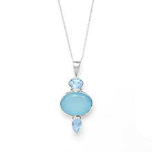 Load image into Gallery viewer, YoTreasure Blue Topaz &amp; Chalcedony Crystal Necklace .925 Sterling Silver Chain Pendant
