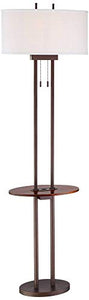 Roscoe Bronze Twin Pole Floor Lamp with Tray Table and USB - Franklin Iron Works