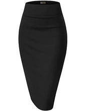 Load image into Gallery viewer, Womens Premium Nylon Ponte Stretch Office Pencil Skirt Made Below Knee KSK45002 1073T Black 1X
