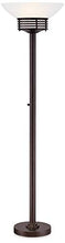 Load image into Gallery viewer, Light Blaster Modern Retro Torchiere Floor Lamp Warm Bronze White Frosted Glass Bowl Shade for Living Room Bedroom Uplight - Possini Euro Design
