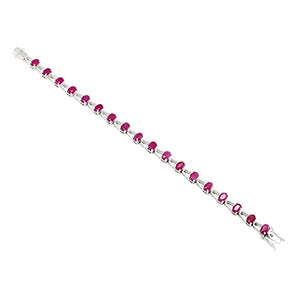 925 Sterling Silver Ruby Tennis Bracelet Oval Shape Gemstone Bracelet For Women Mom Wife Her