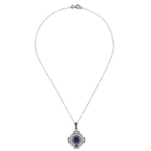Load image into Gallery viewer, NOVICA Sodalite .925 Sterling Silver Pendant Necklace, 17.25" 'Blue Mountain Chakana'
