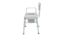 Load image into Gallery viewer, Drive Medical 12005KDC-1 Transfer Bench Commode Chair for Toilet with Padded Seat, Gray

