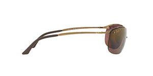 Ray-Ban Men's RB3542 Chromance Sunglasses, Shiny Brown/Brown Mirror Gold Polarized, 63 mm