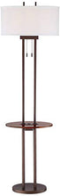 Load image into Gallery viewer, Roscoe Bronze Twin Pole Floor Lamp with Tray Table and USB - Franklin Iron Works
