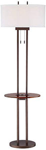 Roscoe Bronze Twin Pole Floor Lamp with Tray Table and USB - Franklin Iron Works