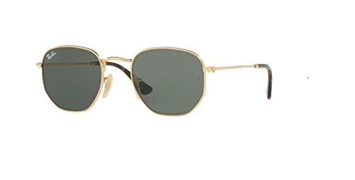 Ray-Ban RB3548N HEXAGONAL 001 48M Gold/Green Sunglasses For Men For Women (SMALL).