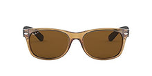 Load image into Gallery viewer, Ray-Ban unisex adult Rb2132 New Wayfarer Polarized Sunglasses, Gold Frame/Brown B-15XLT Lens, 55 mm US
