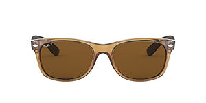 Ray-Ban unisex adult Rb2132 New Wayfarer Polarized Sunglasses, Gold Frame/Brown B-15XLT Lens, 55 mm US