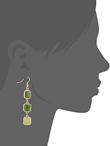 Edil Fantas Women's Green Crystal Long Dangle Earrings 14k Gold Plated Earrings for Women Girl Hook Light Weight Birthday Valentine's Day Mothers Day Christmas Gift