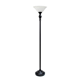 Elegant Designs LF2001-RBW Torchiere Floor Lamp, Restoration Bronze/White
