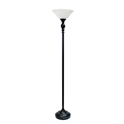 Elegant Designs LF2001-RBW Torchiere Floor Lamp, Restoration Bronze/White