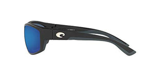 Costa Del Mar Men's Saltbreak Polarized Rectangular Sunglasses, Matte Black/Grey Blue Mirrored Polarized-580P, 65 mm