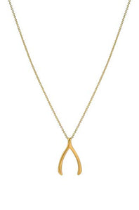 14k solid yellow gold wishbone necklace, Zoe Lev jewelry