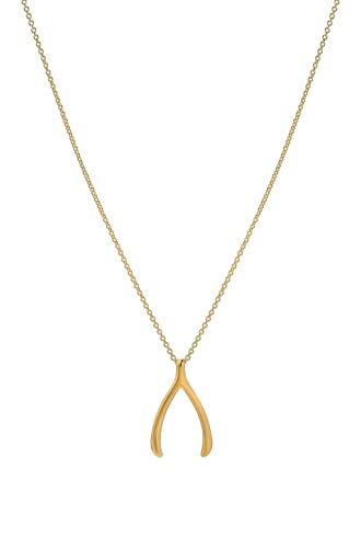 14k solid yellow gold wishbone necklace, Zoe Lev jewelry