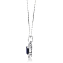 Load image into Gallery viewer, Gin and Grace 10K White Gold Genuine blue Sapphire Pendant with Diamonds for women | Ethically, authentically &amp; organically sourced (Emerald-cut) shaped Sapphire hand-crafted jewelry for her | Sapphire Necklace for women
