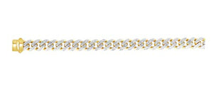 Men's Miami Cuban Necklace in 14k Gold Yellow 13.5mm White Pave Curb Link 24"