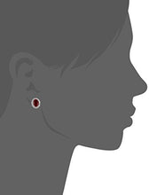 Load image into Gallery viewer, Sterling Silver Created Ruby and White Sapphire Halo Oval Stud Earrings

