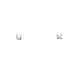 14k White Gold 2mm Round Solitaire Basket Set Stud Earrings with Screw Back
