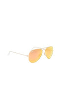 Load image into Gallery viewer, Ray-Ban Women's RB3025 Classic Aviator Mirrored Matte Sunglasses, Matte Gold/Red Mirror, One Size
