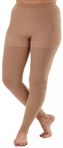 Load image into Gallery viewer, ABSOLUTE SUPPORT - Compression Leggings Women 20-30 mmHg for Circulation - Footless Compression Support Stockings for Women - High Waist Tights Pantyhose - Beige, Size Small