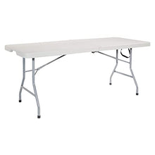 Load image into Gallery viewer, Office Star Resin Rectangle Center-Folding Portable Table for Picnics, Camping, and Tailgating, 6 Feet, Grey
