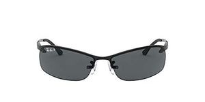 Ray-Ban Unisex-Adult RB3183 Metal Sunglasses, Black/Polarized Grey Gradient, 63 mm