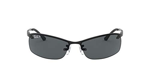 Ray-Ban Unisex-Adult RB3183 Metal Sunglasses, Black/Polarized Grey Gradient, 63 mm