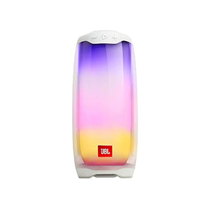 JBL Pulse 4 - Portable Bluetooth Speaker with 360 degrees LED lights, powerful sound and deep bass, IPX7 waterproof, 12 hours of playtime, JBL PartyBoost for multiple speaker pairing (White)