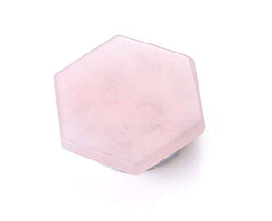 Rose Quartz Hexagon Crystal Gemstone Phone Grip Collapsible Stand Holder Smooth Worry Stone for Smart Phone and Tablet