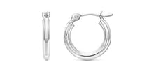 Load image into Gallery viewer, 14k White Gold Small Round Hoop Earrings, 12mm (0.48 inch Diameter)
