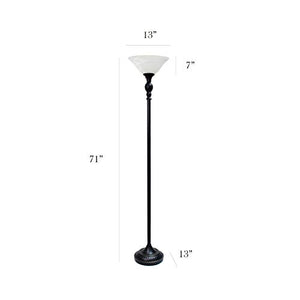 Elegant Designs LF2001-RBW Torchiere Floor Lamp, Restoration Bronze/White