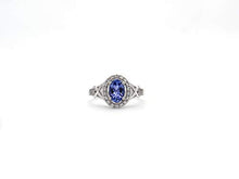 Load image into Gallery viewer, Dazzlingrock Collection 10K Oval Cut Tanzanite &amp; Round Cut Diamond Bridal Halo Engagement Ring, White Gold, Size 8

