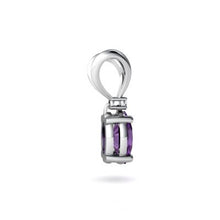 Load image into Gallery viewer, 14kt White Gold Amethyst and Diamond 7x5mm Oval Solitaire Pendant
